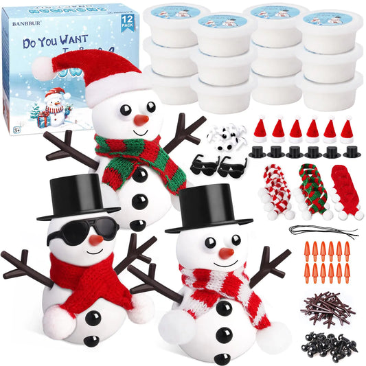 SnowCrafty 12-Piece Kids DIY Snowman Kit